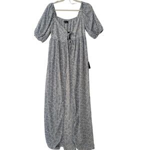 Lulus Womens Blue Floral Peasant Maxi Long Top Kimono Topper Size S Cottage Core